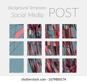 Abstract background set for social media post stories. Vector digital art backdrop. Wavy lines and grid texture. Optical art  pattern. Minimal modern design for marketing technology.