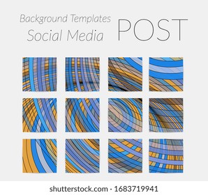 Abstract background set for social media post stories. Vector digital art backdrop. Wavy lines and grid texture. Optical art  pattern. Minimal modern design for marketing technology.