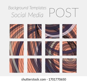 Abstract background set for social media post stories. Vector digital art backdrop. Wavy lines and grid texture. Optical art  pattern. Minimal modern design for marketing technology.