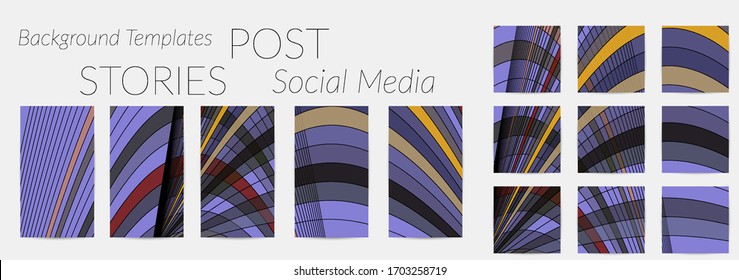 Abstract background set for social media post stories. Vector digital art backdrop. Wavy lines and grid texture. Optical art  pattern. Minimal modern design for marketing technology.