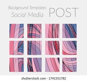 Abstract background set for social media post stories. Vector digital art backdrop. Wavy lines and grid texture. Optical art  pattern. Minimal modern design for marketing technology.