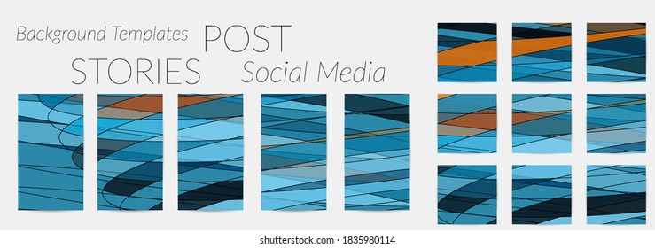 Abstract background set for social media post stories. Vector digital art backdrop. Wavy lines and grid texture. Optical art  pattern. Minimal modern design for marketing technology.