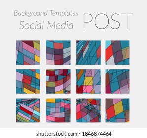 Abstract background set for social media post stories. Vector digital art backdrop. Wavy lines and grid texture. Optical art  pattern. Minimal modern design for marketing technology.
