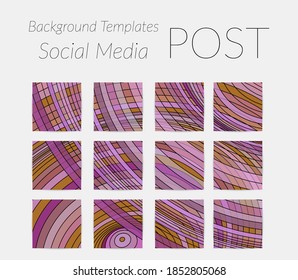 Abstract background set for social media post stories. Vector digital art backdrop. Wavy lines and grid texture. Optical art  pattern. Minimal modern design for marketing technology.