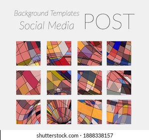 Abstract background set for social media post stories. Vector digital art backdrop. Wavy lines and grid texture. Optical art  pattern. Minimal modern design for marketing technology.