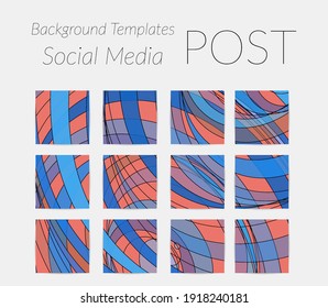 Abstract background set for social media post stories. Vector digital art backdrop. Wavy lines and grid texture. Optical art  pattern. Minimal modern design for marketing technology.