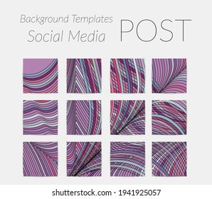 Abstract background set for social media post stories. Vector digital art backdrop. Wavy lines and grid texture. Optical art  pattern. Minimal modern design for marketing technology.