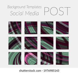 Abstract background set for social media post stories. Vector digital art backdrop. Wavy lines and grid texture. Optical art  pattern. Minimal modern design for marketing technology.