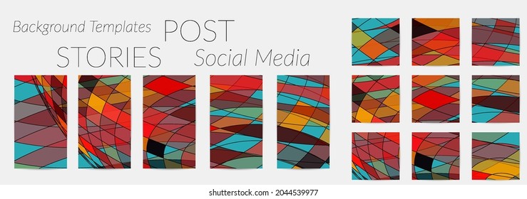 Abstract background set for social media post stories. Vector digital art backdrop. Wavy lines and grid texture. Optical art  pattern. Minimal modern design for marketing technology.
