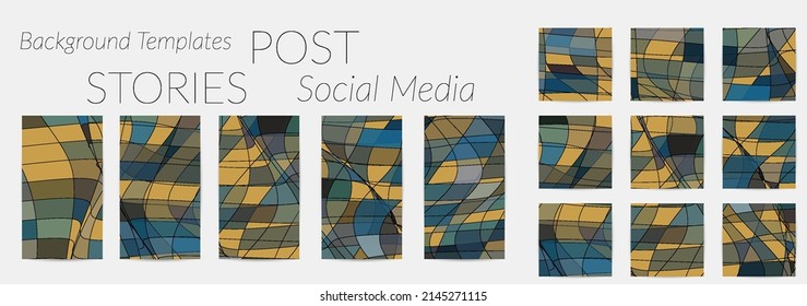 Abstract background set for social media post stories. Vector digital art backdrop. Wavy lines and grid texture. Optical art  pattern. Minimal modern design for marketing technology.
