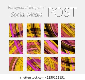 Abstract background set for social media post stories. Vector digital art backdrop. Wavy lines and grid texture. Optical art  pattern. Minimal modern design for marketing technology.