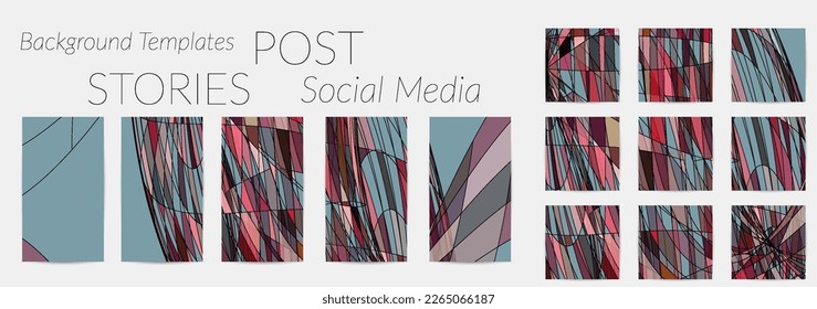 Abstract background set for social media post stories. Vector digital art backdrop. Wavy lines and grid texture. Optical art  pattern. Minimal modern design for marketing technology.