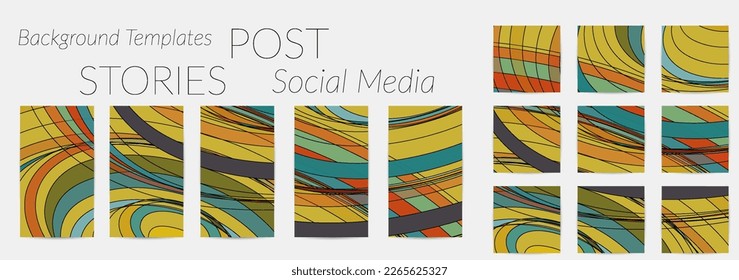 Antecedentes abstractos de las historias en los medios sociales. Fondo de arte digital vectorial. Líneas onduladas y textura de cuadrícula. Patrón de arte óptico. Diseño minimalista y moderno para la tecnología de marketing.