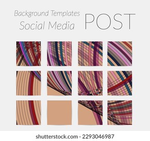 Abstract background set for social media post stories. Vector digital art backdrop. Wavy lines and grid texture. Optical art  pattern. Minimal modern design for marketing technology.
