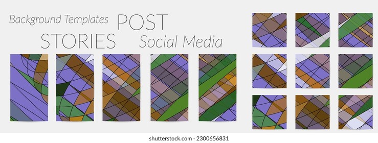 Abstract background set for social media post stories. Vector digital art backdrop. Wavy lines and grid texture. Optical art  pattern. Minimal modern design for marketing technology.