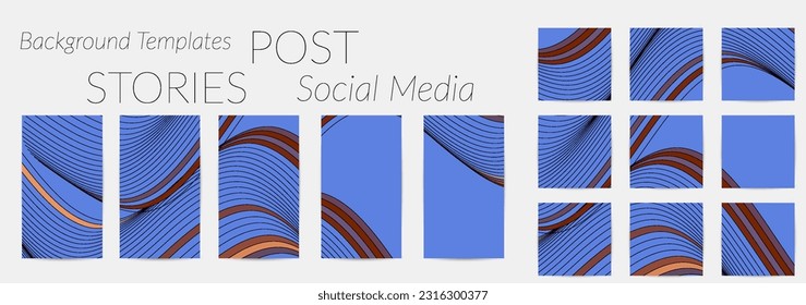 Antecedentes abstractos de las historias en los medios sociales. Fondo de arte digital vectorial. Líneas onduladas y textura de cuadrícula. Patrón de arte óptico. Diseño minimalista y moderno para la tecnología de marketing.