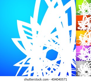 Abstract background set. Square format backgrounds with geometric element in 5 colors + grayscale version