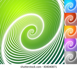Abstract background set. Square format backgrounds with geometric element in 5 colors + grayscale version