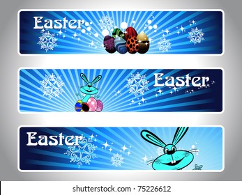 abstract background set of three header for easter celebration