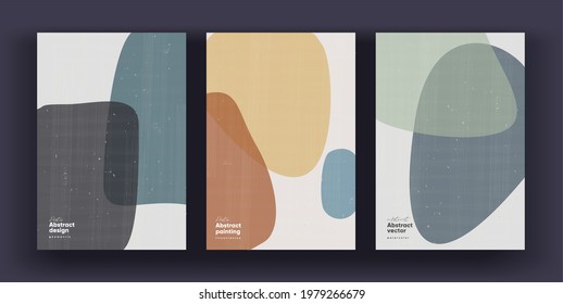 Abstract background. A set of vector pictures. Watercolor abstract backgrounds in pastel colors. Non-traced painting effects. Ideal for interior paintings, posters, covers or banners.