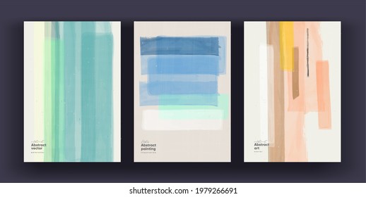 Abstract background. A set of vector pictures. Watercolor abstract backgrounds in pastel colors. Non-traced painting effects. Ideal for interior paintings, posters, covers or banners.