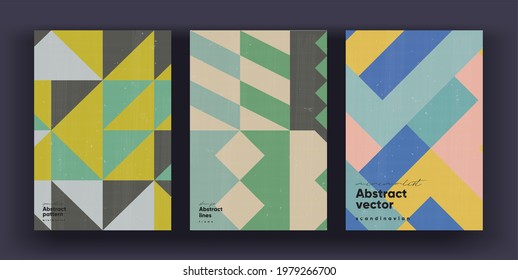 Abstract background. A set of vector pictures. Geometric patterns.  Non-traced painting effects. Ideal for interior paintings, posters, covers or banners.