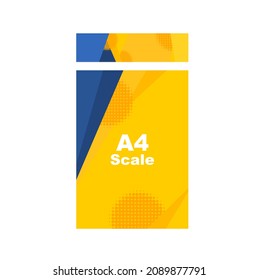 El fondo es abstracto y el fondo amarillo y azul se solapa en un estilo moderno. Afiche y manto en colores brillantes. Ilustración de fondo del vector.Escala A4 del papel internacional