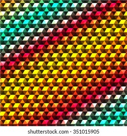 Abstract background with shades of yellow, orange, pink, purple, blue colors. Pattern with cubes.