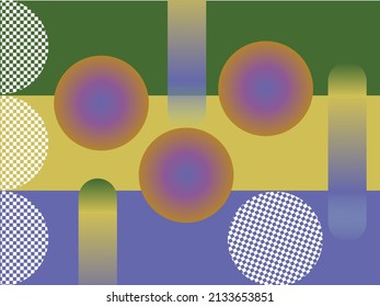 Abstract background and shape of circle, gradient, checkerboard and stripe