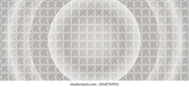 Abstract background with shape of jigsaw puzzle. Vector illustration of grey gradient frame and puzzles background. EPS 10.