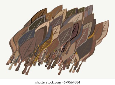 Abstract background with shape of leaves drawing pattern. Vector illustration graphic.