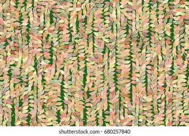 Abstract background with shape of leaves drawing pattern. Style of mosaic or tile. Vector illustration graphic.