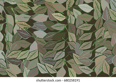 Abstract background with shape of leaves drawing pattern. Style of mosaic or tile. Vector illustration graphic.