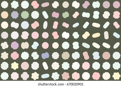 Abstract background with shape of oval & mixed pattern. Style of mosaic or tile. Vector illustration graphic.