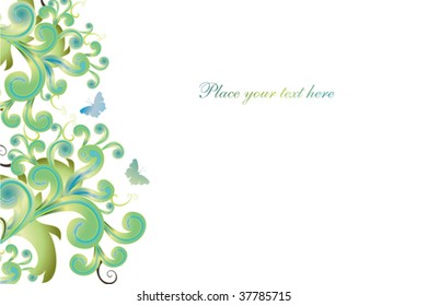 Abstract background with shapes and butterflies. Easy to edit vector image.