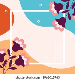 Abstract background with Shapes and floral element. Modern geometric vector for create stationary, Wrappers, posters, blogs, wallpapers. Vector illustration