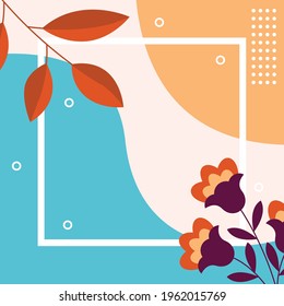 Abstract background with Shapes and floral element. Modern geometric vector for create stationary, Wrappers, posters, blogs, wallpapers. Vector illustration