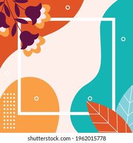 Abstract background with Shapes and floral element. Modern geometric vector for create stationary, Wrappers, posters, blogs, wallpapers. Vector illustration
