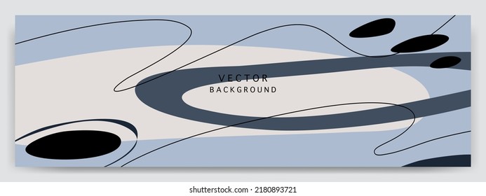 Abstract background with shapes and line art. Copy space for text. Vector illustration