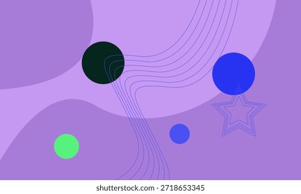 Ein abstrakter Hintergrund mit Formen und Linien auf violettem Hintergrund. Das Bild schafft ein modernes und stilvolles Design.