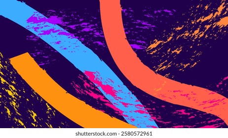 ABSTRACT BACKGROUND WITH SHAPES MESSY BRUSH COLORFUL DESIGN VECTOR TEMPLATE FOR WALLPAPER, COVER DESIGN