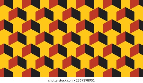 Abstrakter Hintergrund von Formen
Geslandete Quadrate mit einem dreidimensionalen Muster auf gelbem Hintergrund bilden einen Pfeil, ein regelmäßiges Muster mit coolen Farbkombinationen. Abstrakter EPS-Vektorgrafik