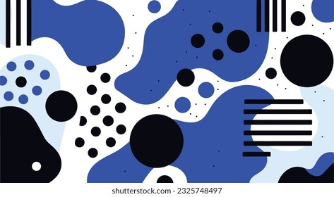 abstract background with shapes and abstract background vector, in the style of white and navy, abstraction-creation, blue and black, stripes and shapes, memphis design, rounded shapes