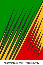 Abstract background with sharp and slash lines pattern and with Jamaican color theme
