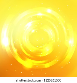 Abstract background, Shining circle tunnel. Elegant modern geometric wallpaper. Vector illustration. Yellow, orange colors