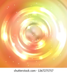 Abstract background Shining circle tunnel. Elegant modern geometric wallpaper. Vector illustration. Yellow, orange colors.