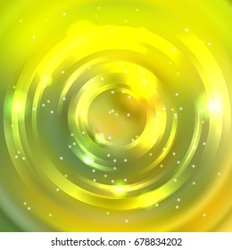 Abstract background, Shining circle tunnel. Elegant modern geometric wallpaper. yellow, green colors. Vector illustration