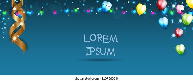 Abstract Background with Shining Colorful Balloons. with Bokeh Elements. Vector illustration