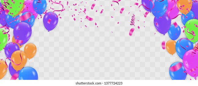 Abstract Background with Shining Colorful Balloons. Birthday, Party, Presentation with  Elements,Happy 