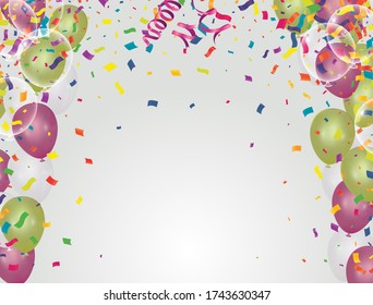 Abstract Background with Shining Colorful Balloons. Birthday, Party, Presentation, Sale , new year